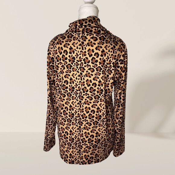 Haute Edition Leopard Print Cowl Neck Top w/ Built-In Mask 🐆 Size M - Picture 5 of 8